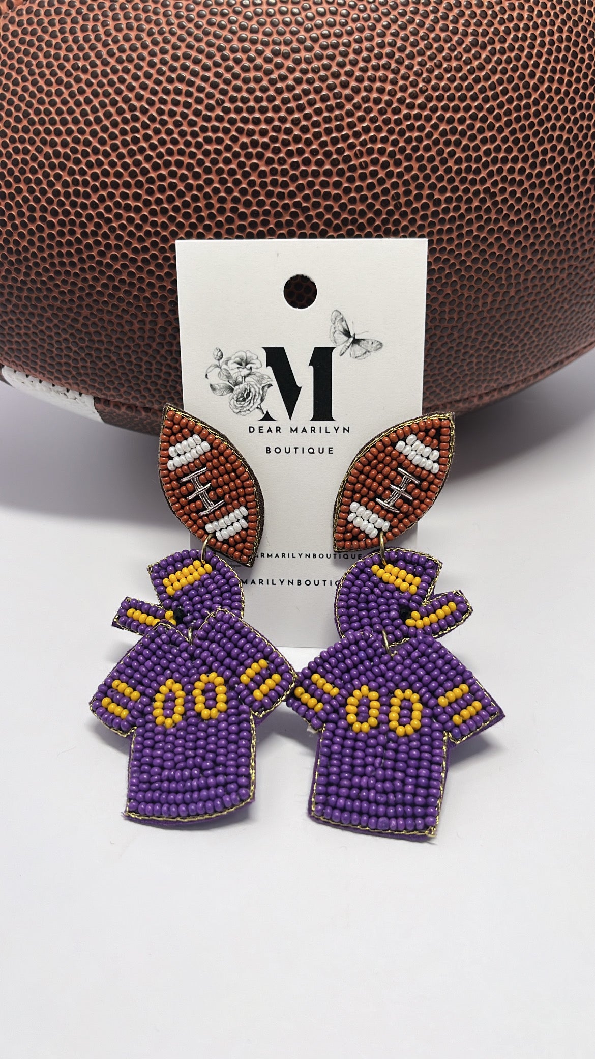 Purple Football Earrings