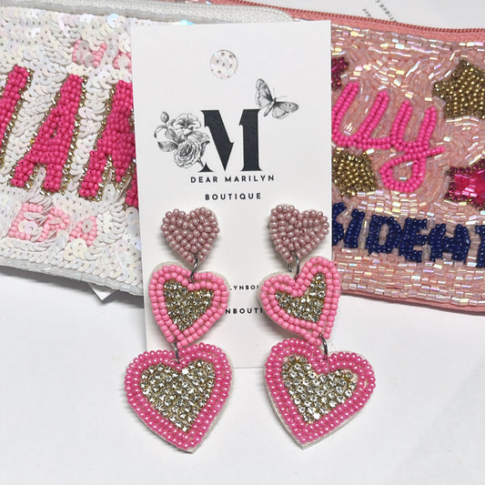 Pink Hearts Earrings