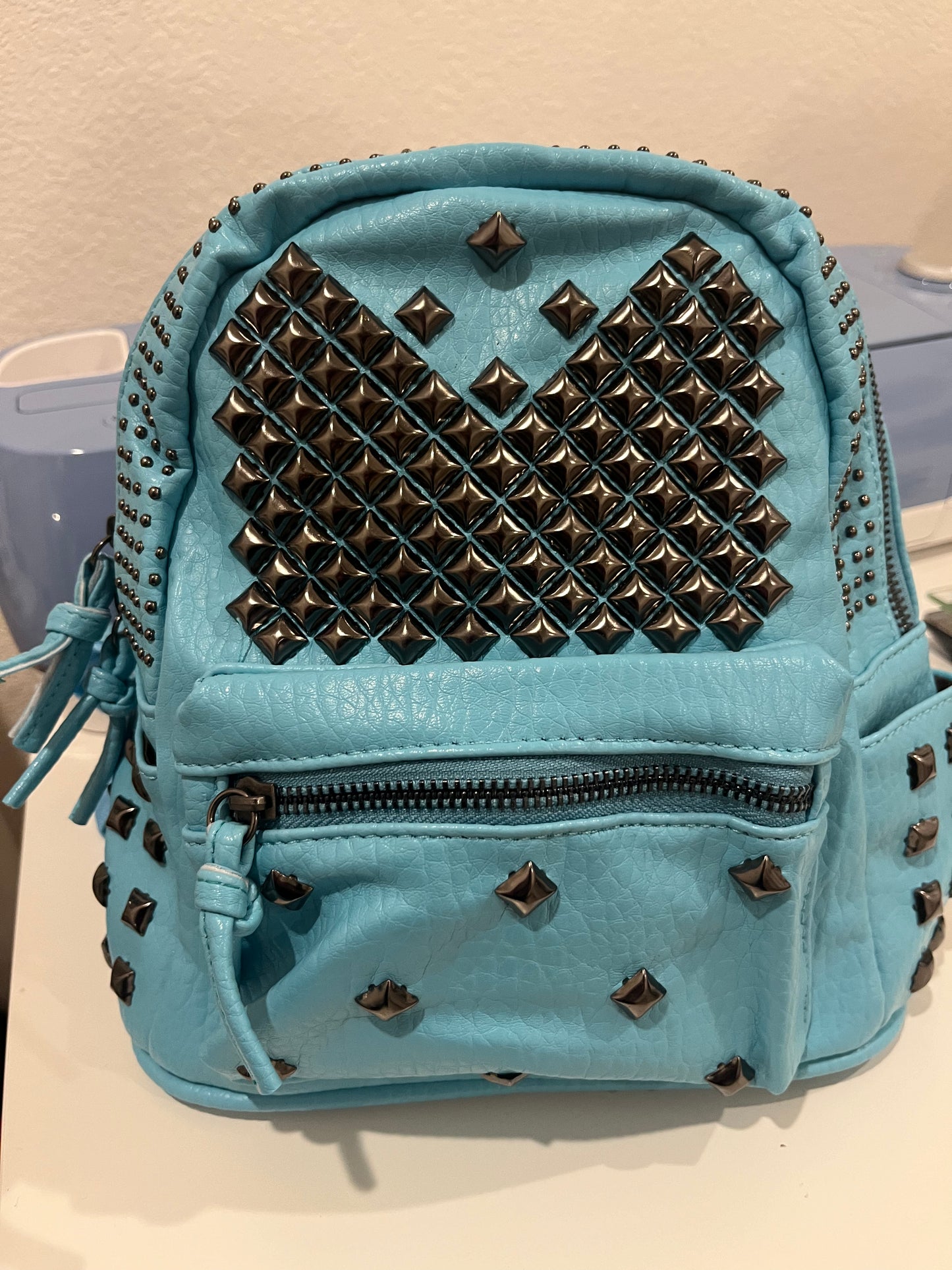 Blue Studded Backpack