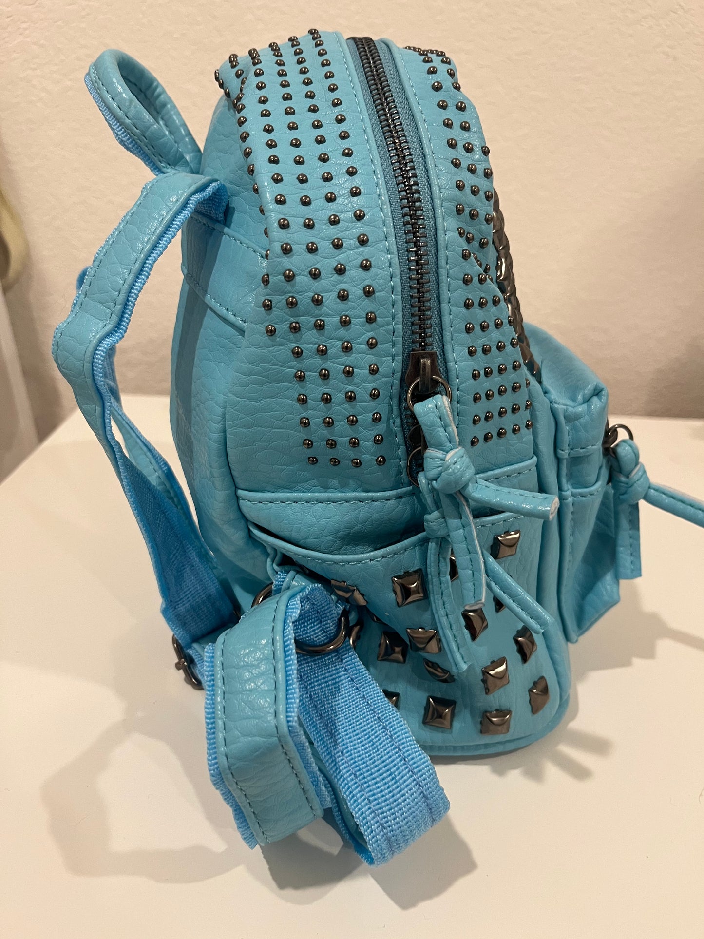 Blue Studded Backpack