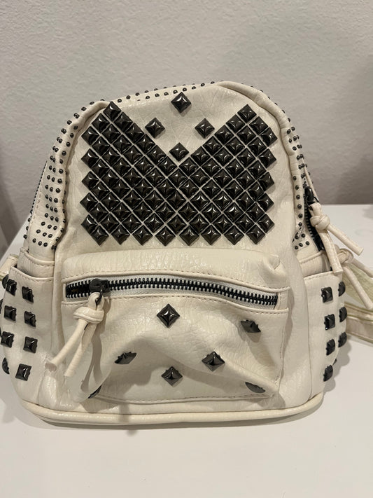 Cream Studded Backpack