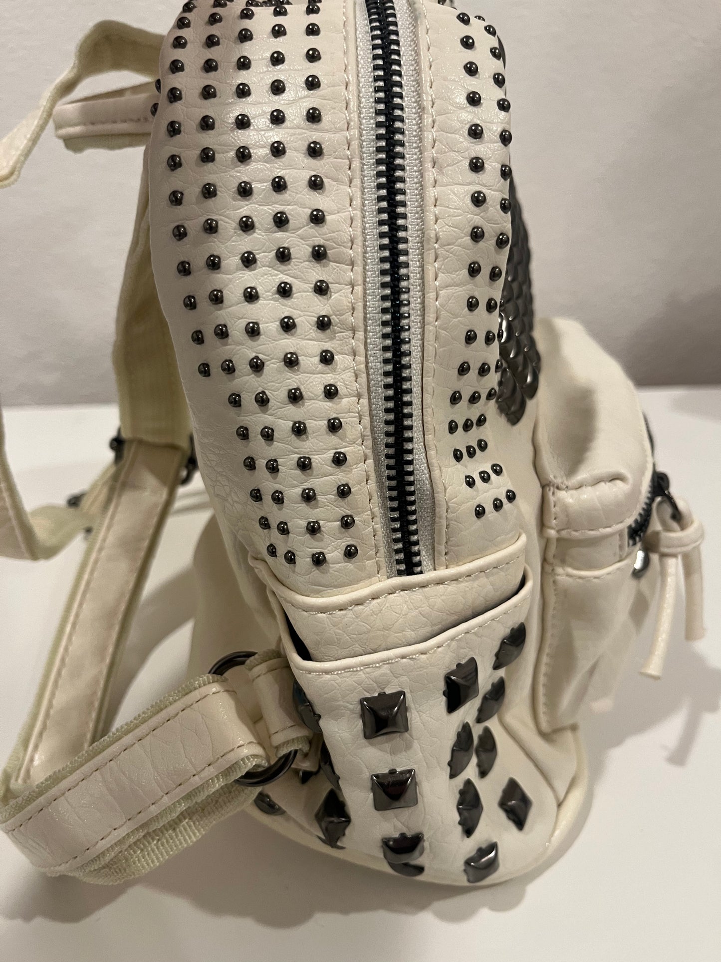 Cream Studded Backpack